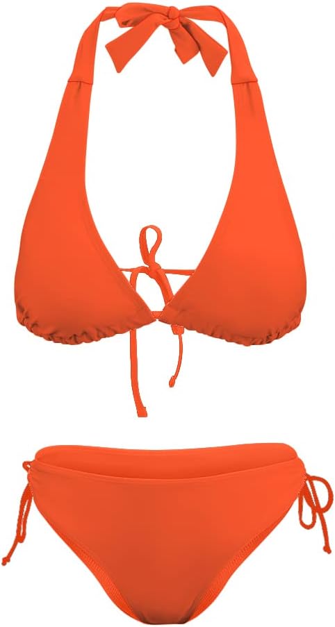 Women's Bikini Sets Two Piece Bathing Suits Sexy Textured Halter Padded Bikini Swimsuits Side Tie Thong Bottom Swimwear