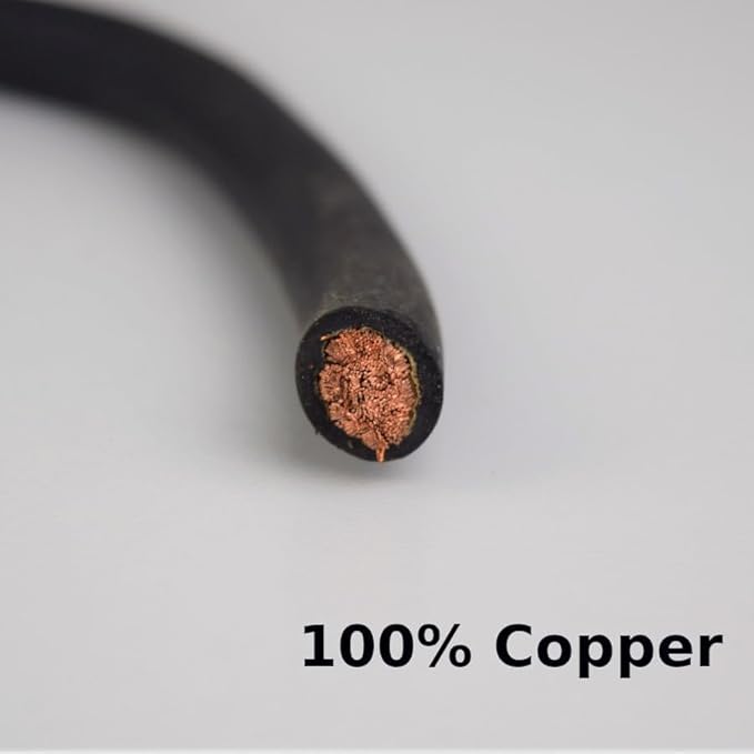 10 AWG Battery Cables with Terminals, Positive and Negative Wires Pure Copper, Solar Power Inverter, Welding, Golf Cart, Motorcycle (Red and Black, 2 FT (24 in), 12" Lugs on Both Ends, 2pcs)