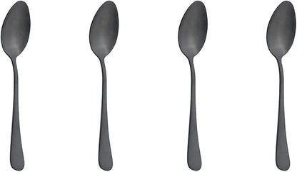 Matte Finish Black Espresso Spoons, Mini Coffee Spoon, 5.51 Inches Stainless Steel Small Spoons for Dessert, Set of 4
