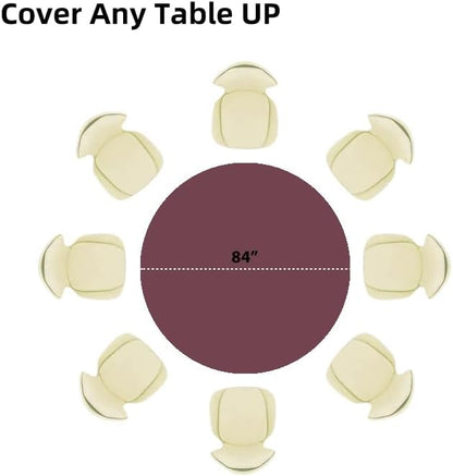 Evershine 6 Pack 84 Inch Plastic Table Cover, Brown Round Disposable Table Covers Plastic Tablecloth