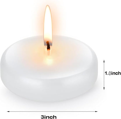 3 inch White Floating Candles,Wedding Candles for Centerpieces 15Pack