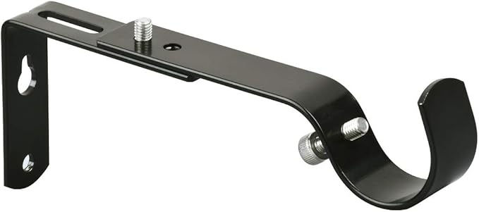 Adjustable Curtain Rod Bracket Or Rod Holder - for 7/8 or 1 Inch Rods-(Black,Set of 4)