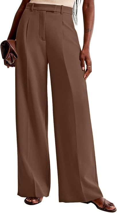 NIMIN Women Wide Leg Pants High Waisted Dressy Work Trousers Business Casual Palazzo Pants with Pockets