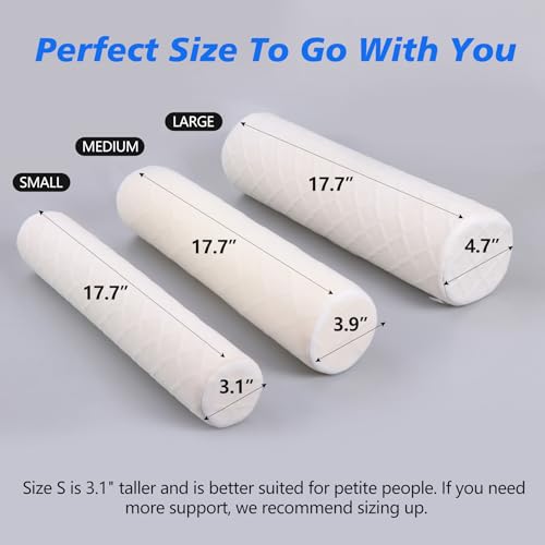 Cozyhealth Cervical Roll Pillow, Medium Soft Memory Foam Neck Round Pillow Cylinder Bolster Pillow for Sleeping, Round Neck Support for Bed, Legs, Back and Yoga (White, Medium - 3.9 H)"