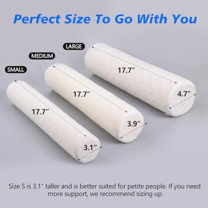 Cozyhealth Cervical Roll Pillow, Medium Soft Memory Foam Neck Round Pillow Cylinder Bolster Pillow for Sleeping, Round Neck Support for Bed, Legs, Back and Yoga (White, Medium - 3.9 H)"