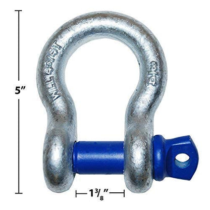 34" Shackles - 2 Pack - by Shippers Supplies - Heavy Duty D Ring for Vehicle Recovery, Towing, Stump Removal,  More - Accessory for Jeeps  Trucks