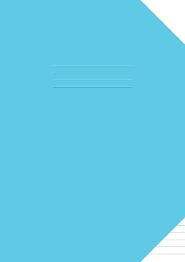 A4 Exercise Book Half Plain Half Ruled 8mm: Top Plain and Bottom Lined Notebook for School  Study  100 Pages  Blue Cover