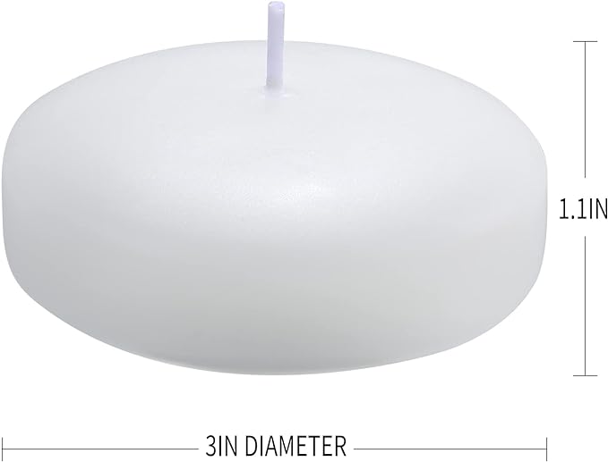 7 Pack Floating Candles, 3” White Unscented Dripless Wax Burning Candles, for Cylinder Vases, Weddings, Party and Holiday