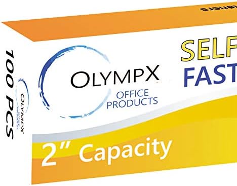 OLYMPX 100 Pcs of 2Au Capacity Economy Self Adhesive Prong Paper Fastener Bases, 2.75 Inch Center for Paper File Clip Folder Accessories, 100 per Box
