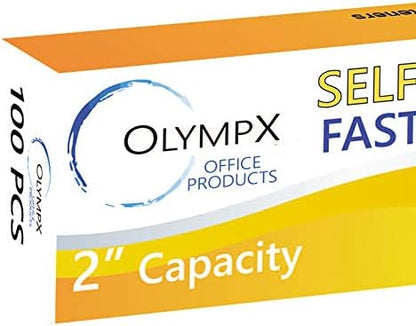 OLYMPX 100 Pcs of 2Au Capacity Economy Self Adhesive Prong Paper Fastener Bases, 2.75 Inch Center for Paper File Clip Folder Accessories, 100 per Box