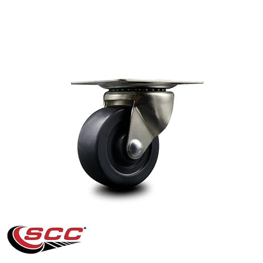 General Duty Dolly Swivel Top Plate Caster - 3 Inch by 1-14 Inch Hard Rubber Wheel - 225 lbs. Capacity Per Caster - Service Caster Brand