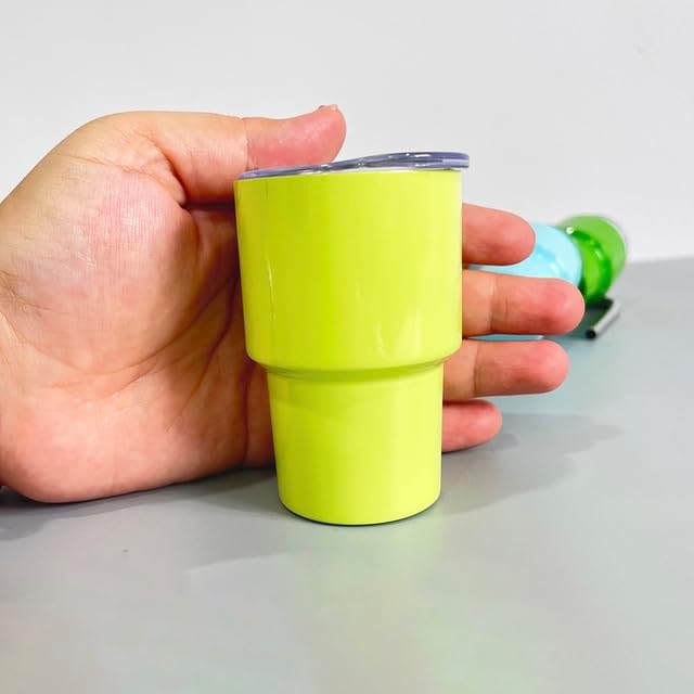 3oz Tiny tumbler Stainless Steel Shot Cups Mini Sublimation Blanks Vacuum Insulated Shot Glass Straw Spillproof With Lid And Straw Espresso Cup Alcohol Wine Mug Shot Glasses For Kids (Blue)