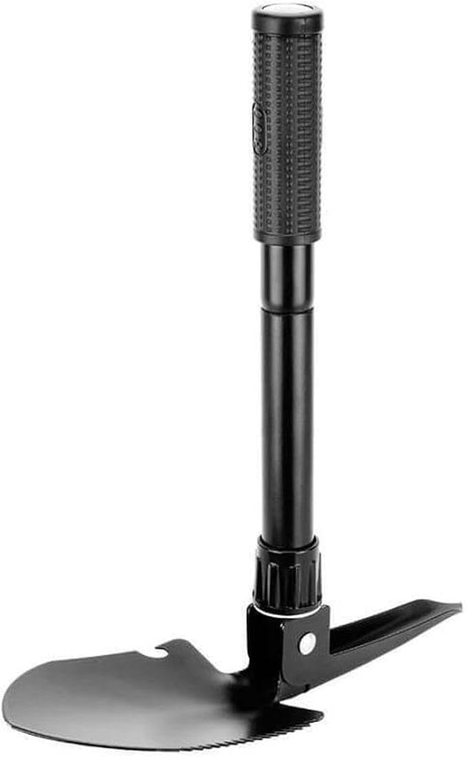 Barska Foldable Metal Shovel with Pick, Compass, and Bag for Camping, Gardening, Metal Detecting, etc, Black, One Size