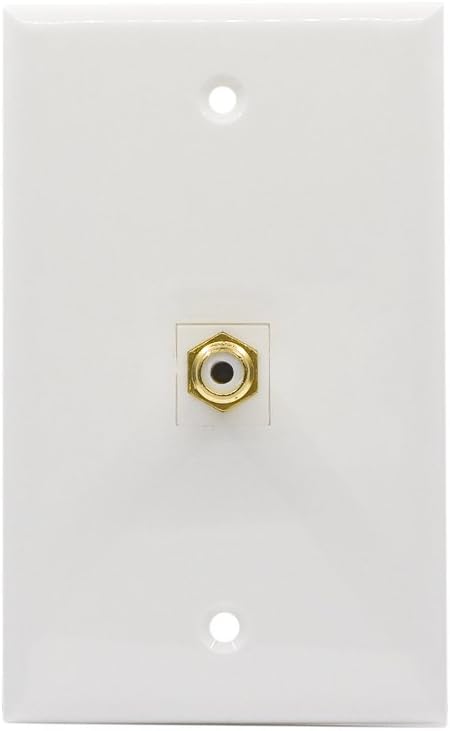 1 Port RCA Wall Plate Female to Female - Single Gang Kyestone Wall Plate with RCA Connector for Subwoofer Audio Port White