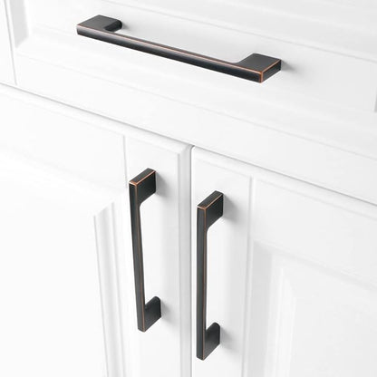 KOOFIZO Wide Foot Cabinet Bar Pull - Oil Rubbed Bronze Modern Solid Handle, 5 Inch128mm Screw Spacing, 10-Pack for Kitchen Cupboard Door, Bedroom Dresser Drawer, Bathroom Wardrobe Hardware