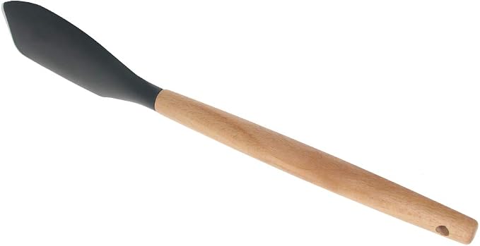 Utoolmart Silicone Spatula, Cooking Non-Stick Cookware Kitchen Utensil, High Heat-Resistant Spatula with Wooden Handle, for Cooking, Baking, Stir-Fry, Black, 1 Pcs