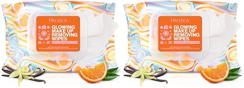 Pacifica Makeup Remover Face Wipes - Daily Facial Cleansing & Exfoliating Towelettes - Biodegradable - Organic - w/Gycolic Acid - Clean Beauty Vegan & Cruelty-Free Dermatologist Tested (Pack of 2)