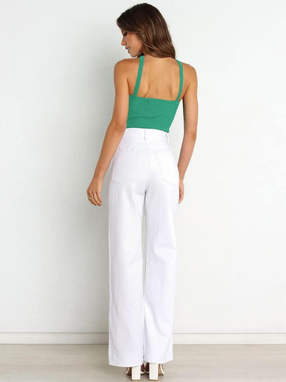 Women's Neck Sexy Sleeveless Slim Criss Cross Knit Fitting Halter Tank Top