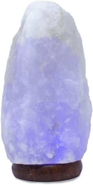 LED White-Color Changing Pure Himalayan Salt Lamp 7 Inches Tall with USB Adaptor and Wooden Base Himalite Carnival of Lights White_Salt_Lamp