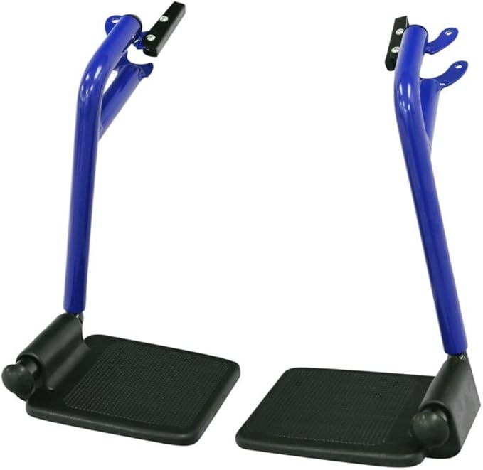 AlveyTech Blue Compact Footrest (Set of 2) - Replacement Kit Compatible with Drive Expedition, Wheelchairs, Transport Chairs, Manual Wheelchair for Adults and Seniors, Durable Power Chair Parts