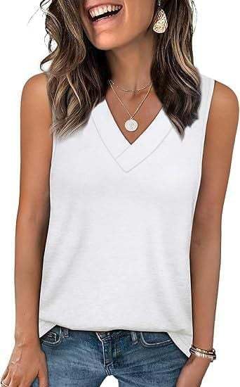 Hivebabe Tank Tops, Women's Basic Summer Sleeveless T Shirts V Neck Casual Tank Tops
