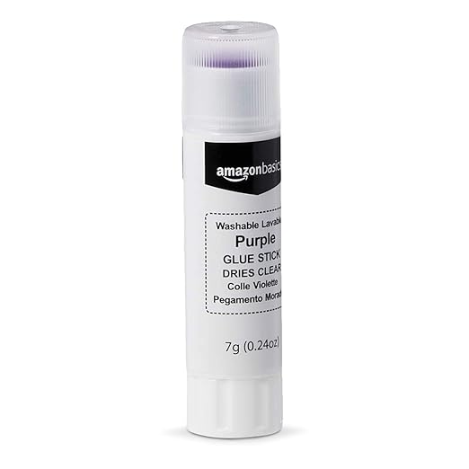 Basics Purple Washable School Glue Sticks, Dries Clear, 0.24-oz Stick, 30-Pack