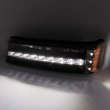 AKKON - For Chevy Silverado 1500 2500 3500 Avalanche LED Bumper Lights Turn Signal Lamps Black