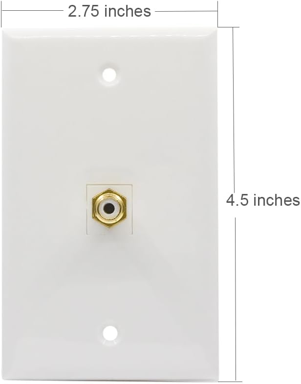 1 Port RCA Wall Plate Female to Female - Single Gang Kyestone Wall Plate with RCA Connector for Subwoofer Audio Port White