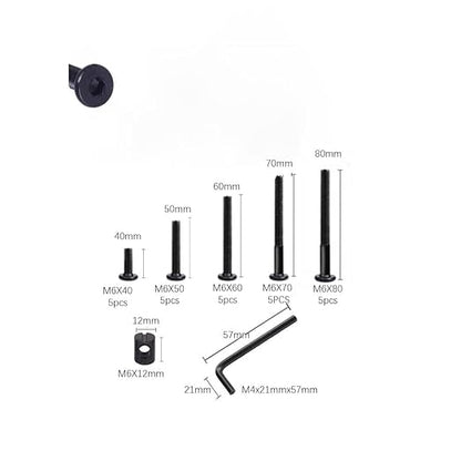 Crib Screws Hardware Replacement Kit- Baby Bed Frame Bolts Barrel Nuts Set for DeltaGracoDream,M6x40mm50mm60mm70mm80mm Hex Drive Socket Cap Screws Barrel Nuts. (Black-25set)