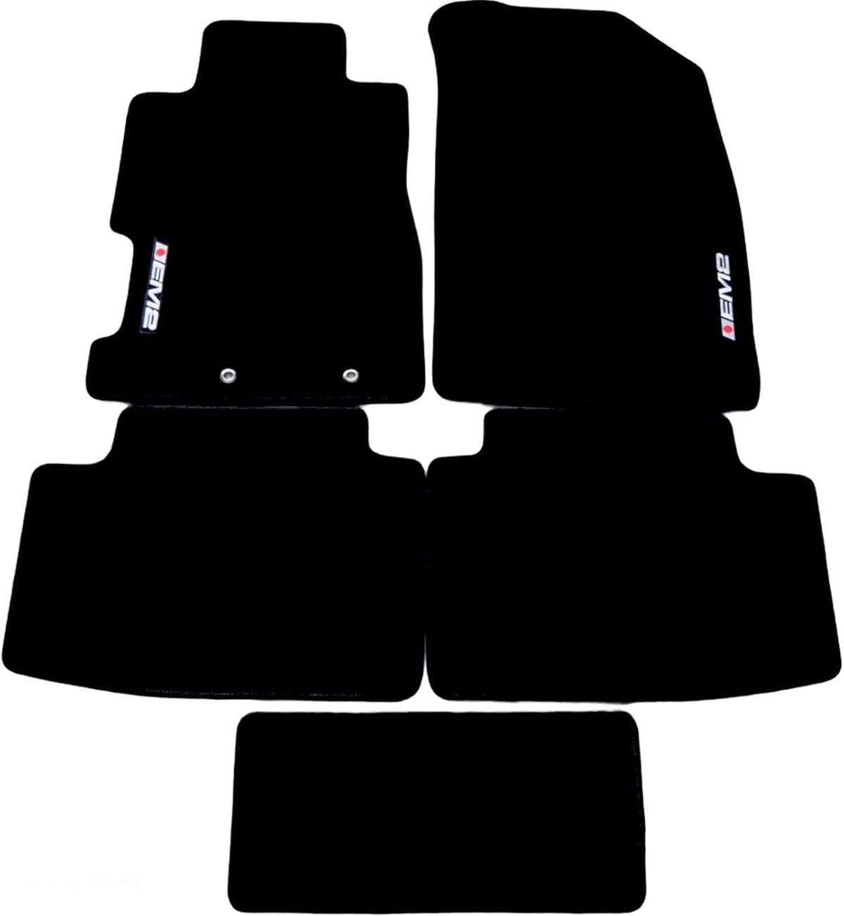 Black Floor Mats with EM2 Logo Compatible with Honda Civic 2001 2002 2003 2004 2005 5 Pieces