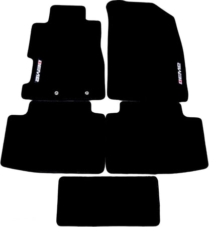 Black Floor Mats with EM2 Logo Compatible with Honda Civic 2001 2002 2003 2004 2005 5 Pieces
