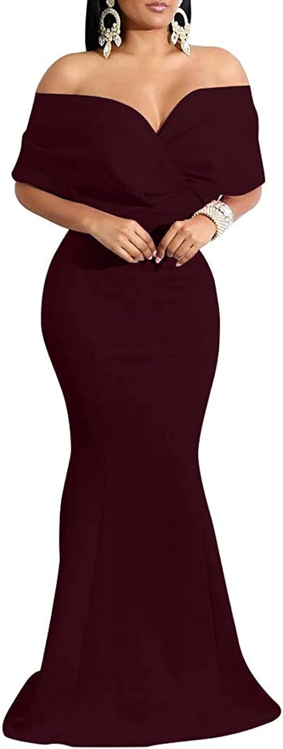 Formal Dresses for Women Evening Party Elelgant Mermaid Cocktail Floor Length Prom Long Dress with Zipper