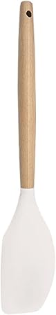 1pc White Silicone Flexible Spatula Set with Wooden Handle, Heat Resistant Cooking Utensils Rubber Spatula Non-Stick Flexible Scrapers Baking Mixing Tool