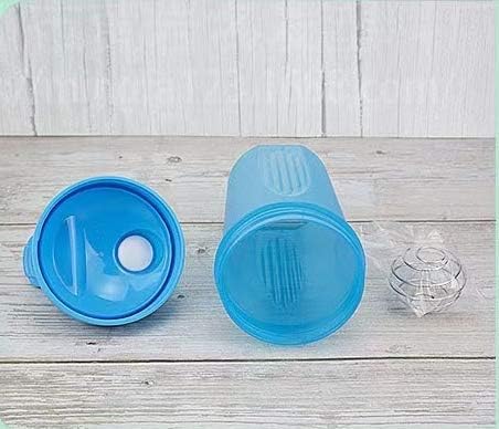 Blender Shaker Bottle w. Classic Loop Top & Stainless Whisk Ball-Perfect for Protein Shakes and Pre Workout (16 Oz-400ML, Blue Top/Blue Cup), Full Color-16 Oz