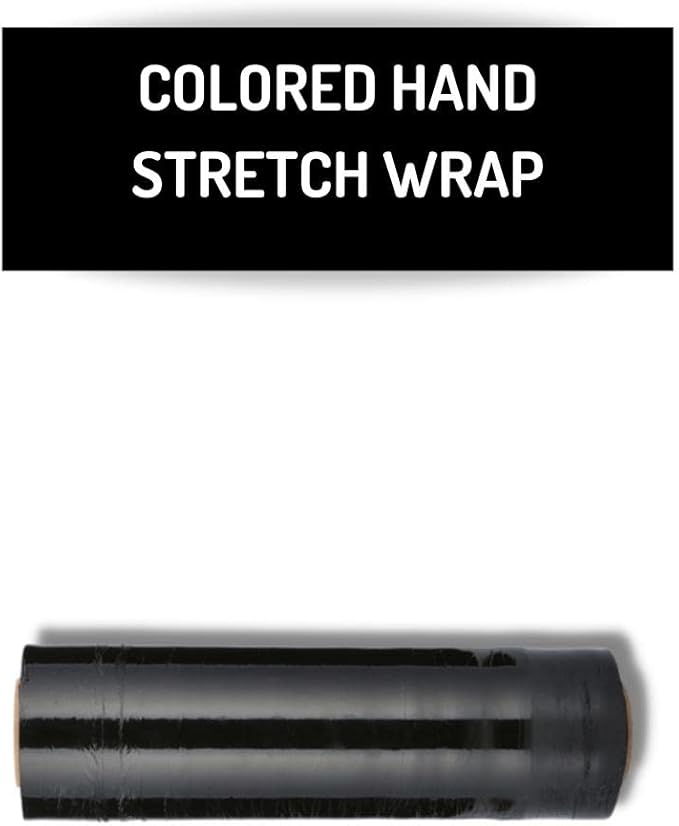 PSBM Black Stretch Wrap, 1 Pack, 18 Inch x 1500 Feet, 63 Gauge, Plastic Cling Dark Color Hand Stretch Film Rolls for Packaging Moving Packing Pallets