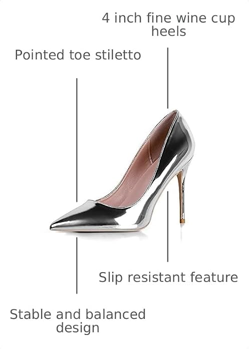 Elisabet Tang High Heels, Womens Pointed Toe Slip on Stilettos Party Wedding Pumps Basic Shoes