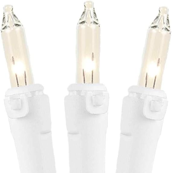 Novelty Lights 50 Light Clear Christmas Wedding Mini String Light Set, White Wire, Indoor/Outdoor UL Listed, 11' Long