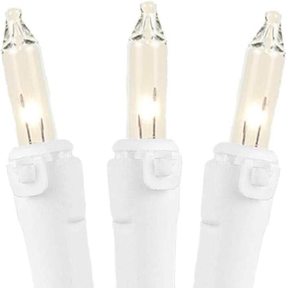 Novelty Lights 50 Light Clear Christmas Wedding Mini String Light Set, White Wire, Indoor/Outdoor UL Listed, 11' Long