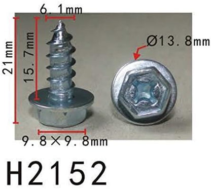 Autobahn88 HEX-Head Sems Tapping Screw (M6.1x2.6mm) for Door Speaker, Compatible with Toyota (OEM: 9015960303) (Pack of 10)