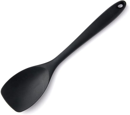 Silicone Spatulas for Cooking Non-Stick Pizza Shovel Beef Meat Egg Scraper Heat-Resistant Turners Tools Cookware for Egg, Pancake, Steak (Black)