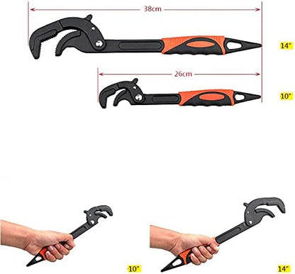 Universal Adjustable Wrench Quick Snap and Grip Spanner Pipe Wrenches Multi-function for Opening Filter Length 14 Inch