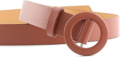 Familyhouse Women's Non-porous PU Leather Belt Waist Belts with Round Buckle Waistband for Dresses Jeans