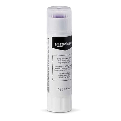 Basics Purple Washable School Glue Sticks, Dries Clear, 0.24-oz Stick, 30-Pack