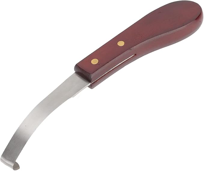 Zerodis Hoof Knive Razor, Stainless Steel Double Sided Blade Ergonomic Wooden Handle Hoof Knife Farrier Hoof Loop Knife