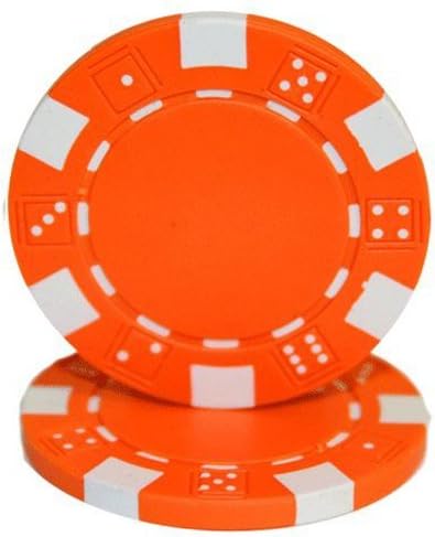 Brybelly Clay Composite Striped Dice 11.5-gram Poker Chips (98-pack) - Blank Non-denominated Poker Chips - Custom Cash Games and Home Casino Poker Nights (Orange) (set of one hundred, missing 2 chips)