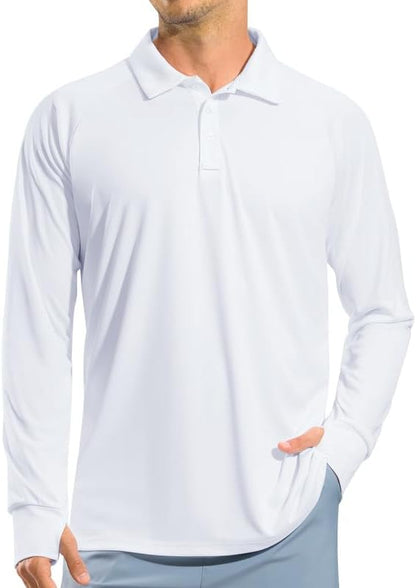 Gradual Men's Long Sleeve Golf Polo Shirt UPF 50+ Lightweight Sun Protection Cool SPF Hiking Shirts for Men