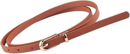 Jeans Belt Fashion Buckle Skinny Waist Adjustable Ladies Belts Shaping Slim Waistband for Womens Leather Dress Coat (Light Brown)