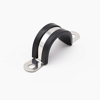 10 Pieces 25mm U-Pipe Clips with Rubber Cushioned Cable Clamp Rubber Lined U Clips EPDM Rubber Lined Mounting Brackets U Shaped Pipe Tube Wire Clamps Clips for Tube Or Wire Cord Installation