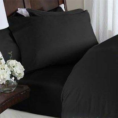 Elegant Comfort 1500 Premier - Wrinkle Resistant - Hotel Quality Ultra Soft Luxurious 4 pcs Bed Sheet Set, Deep Pocket Up to 16" - Many Size and Colors, King, Black