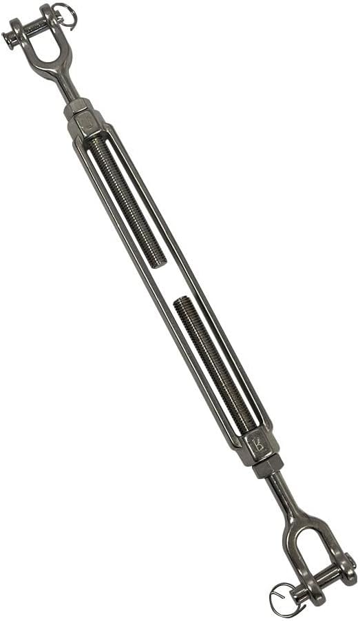 1/2" x 9" 316 Stainless Steel Jaw and Jaw Turnbuckles Marine Grade